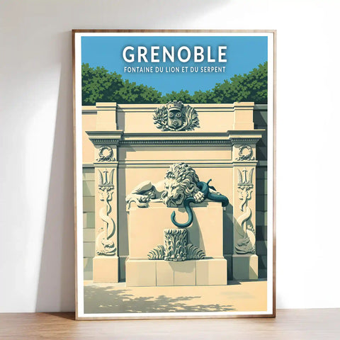 Affiche - Grenoble - Fontaine du Lion et du Serpent