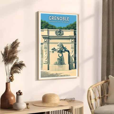 Affiche - Grenoble - Fontaine du Lion et du Serpent