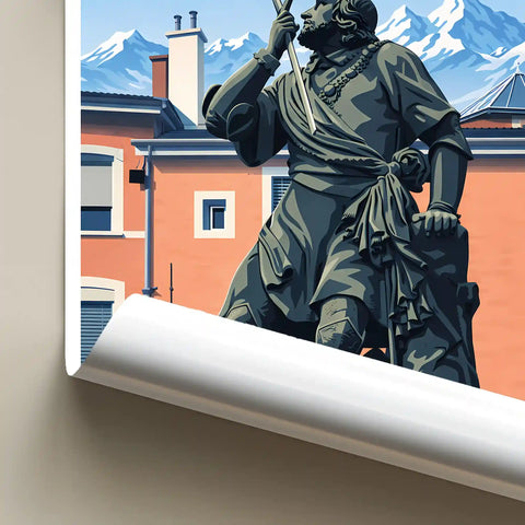 Affiche - Grenoble - Statue du Chevalier Bayard