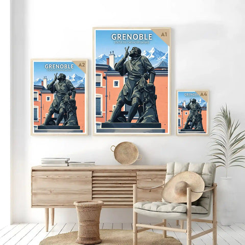 Affiche - Grenoble - Statue du Chevalier Bayard