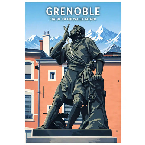 Affiche - Grenoble - Statue du Chevalier Bayard