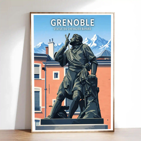 Affiche - Grenoble - Statue du Chevalier Bayard