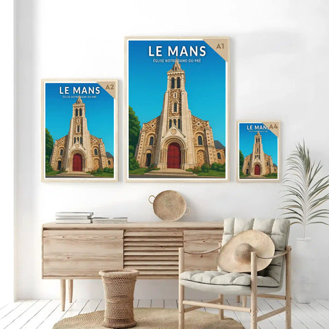 Affiche - Le Mans - Église Notre-Dame-du-Pré