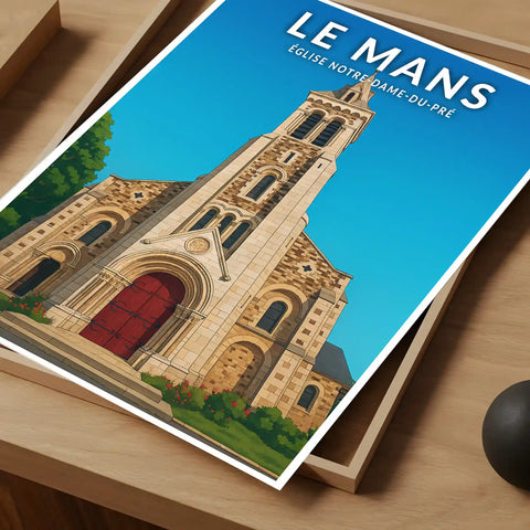 Affiche - Le Mans - Église Notre-Dame-du-Pré