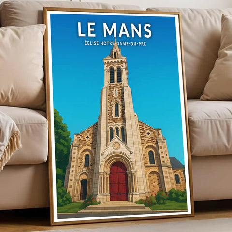Affiche - Le Mans - Église Notre-Dame-du-Pré