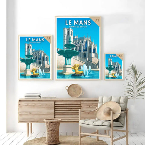 Affiche - Le Mans - Fontaine du Jet d'Eau