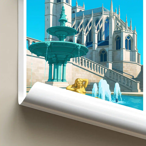 Affiche - Le Mans - Fontaine du Jet d'Eau