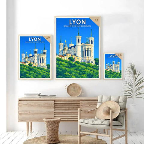 Affiche - Lyon - Basilique Notre-Dame-de-Fourvière
