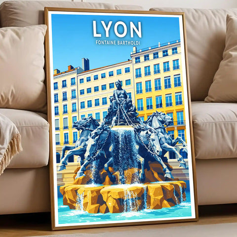 Affiche - Lyon - Fontaine Bartholdi