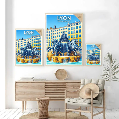 Affiche - Lyon - Fontaine Bartholdi