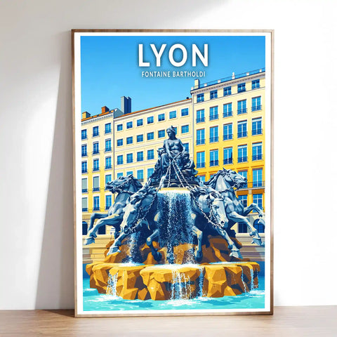 Affiche - Lyon - Fontaine Bartholdi