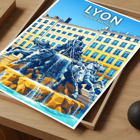 Affiche - Lyon - Fontaine Bartholdi