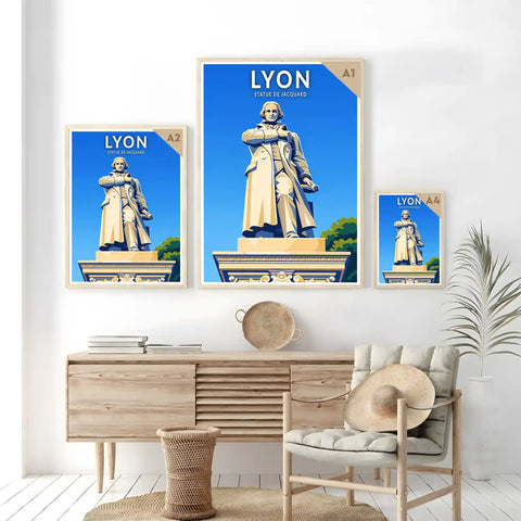 Affiche - Lyon - Statue de Jacquard