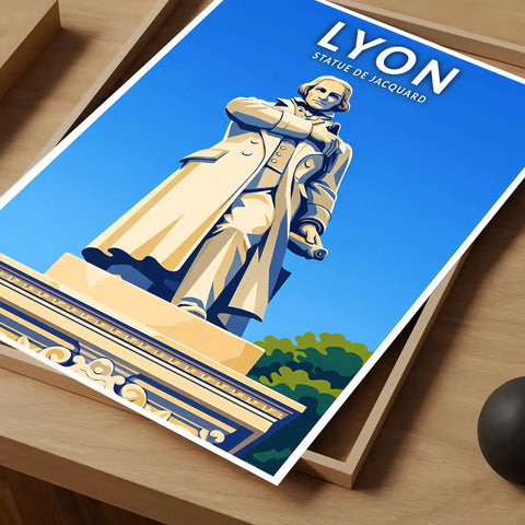 Affiche - Lyon - Statue de Jacquard