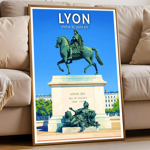 Affiche - Lyon - Statue de Louis XIV