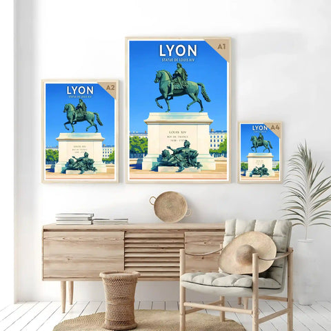 Affiche - Lyon - Statue de Louis XIV