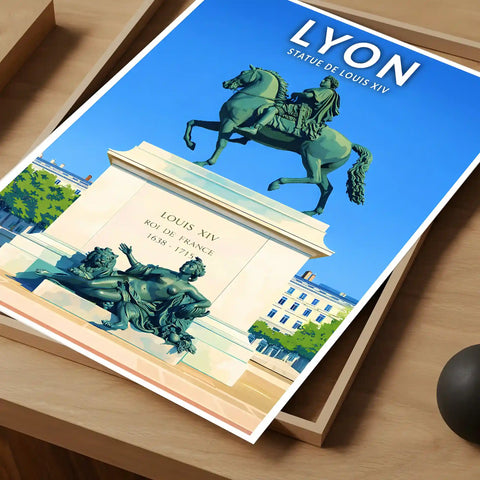 Affiche - Lyon - Statue de Louis XIV