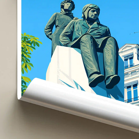 Affiche - Lyon - Statue de Saint Exupéry & le Petit Prince