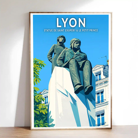 Affiche - Lyon - Statue de Saint Exupéry & le Petit Prince
