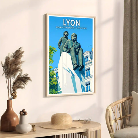 Affiche - Lyon - Statue de Saint Exupéry & le Petit Prince