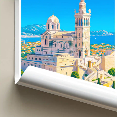 Affiche - Marseille -  Basilique Notre-Dame de la Garde