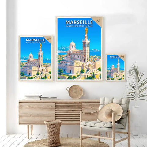 Affiche - Marseille -  Basilique Notre-Dame de la Garde