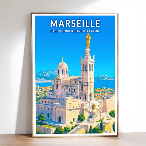 Affiche - Marseille -  Basilique Notre-Dame de la Garde