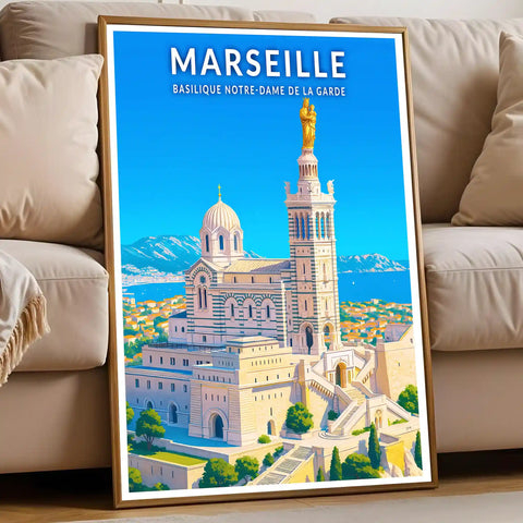 Affiche - Marseille -  Basilique Notre-Dame de la Garde