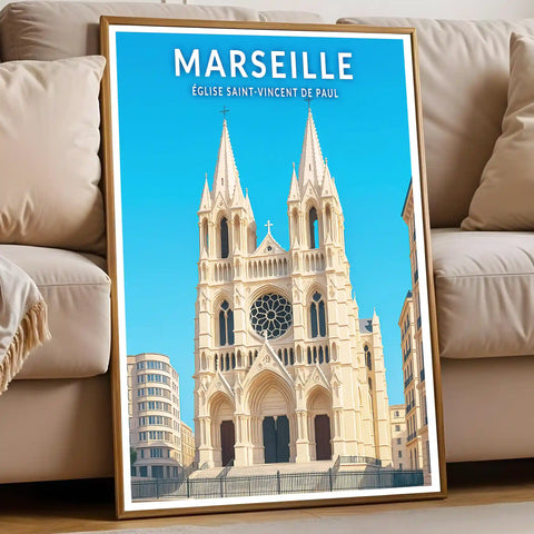 Affiche - Marseille -  Église Saint-Vincent de Paul
