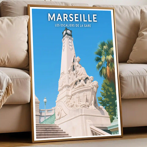 Affiche - Marseille - Les Escaliers de la Gare