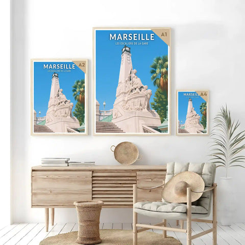 Affiche - Marseille - Les Escaliers de la Gare