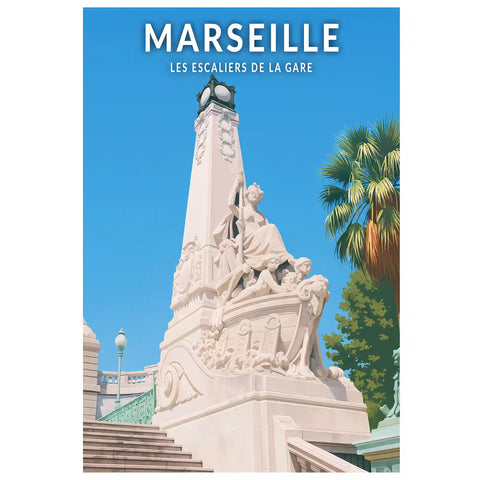 Affiche - Marseille - Les Escaliers de la Gare
