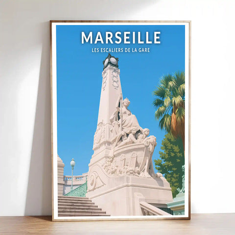 Affiche - Marseille - Les Escaliers de la Gare