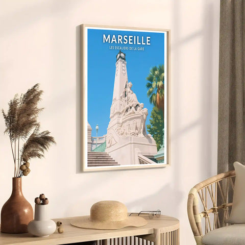 Affiche - Marseille - Les Escaliers de la Gare