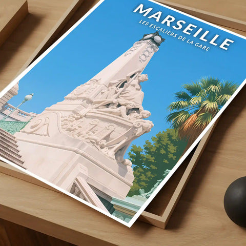 Affiche - Marseille - Les Escaliers de la Gare