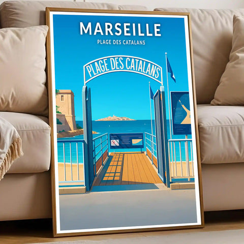 Affiche - Marseille - Plage des Catalans