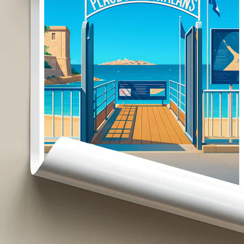 Affiche - Marseille - Plage des Catalans