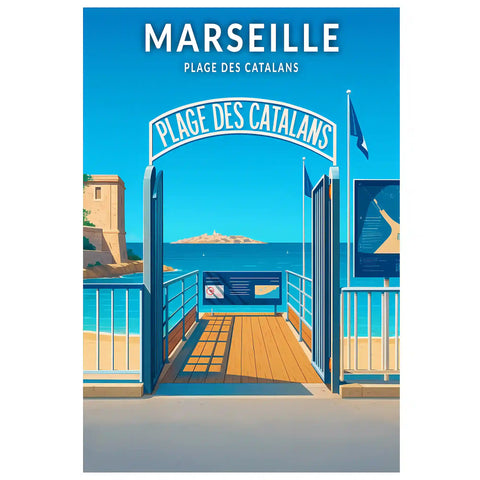 Affiche - Marseille - Plage des Catalans