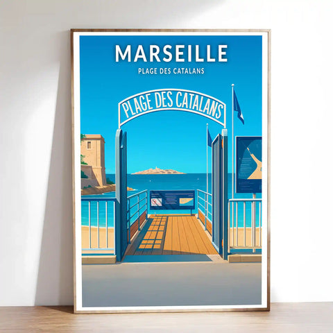 Affiche - Marseille - Plage des Catalans