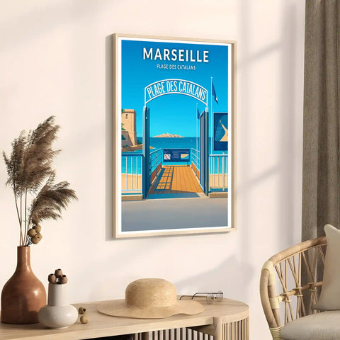 Affiche - Marseille - Plage des Catalans