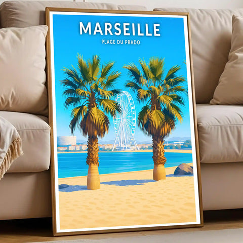 Affiche - Marseille - Plage du Prado