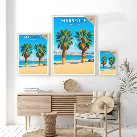 Affiche - Marseille - Plage du Prado