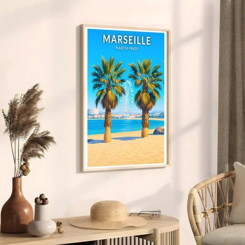Affiche - Marseille - Plage du Prado