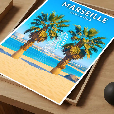 Affiche - Marseille - Plage du Prado