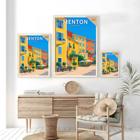 Affiche - Menton - Place Fontana