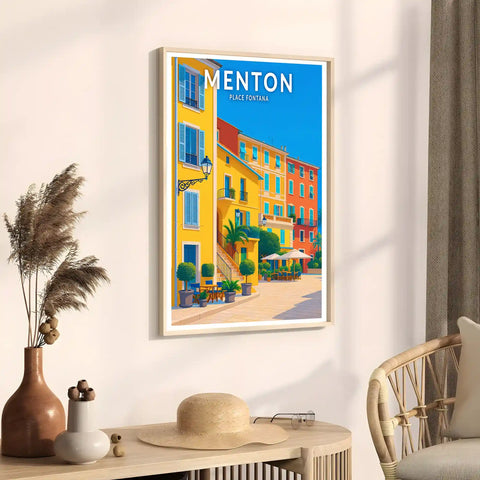 Affiche - Menton - Place Fontana