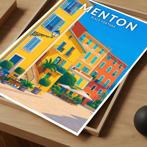 Affiche - Menton - Place Fontana