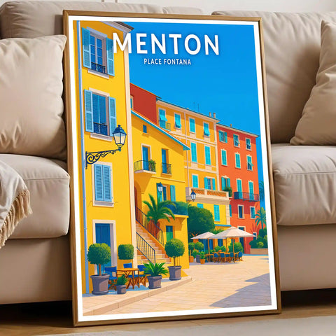 Affiche - Menton - Place Fontana
