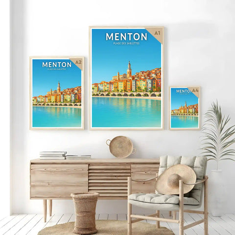 Affiche - Menton - Plage des Sablettes