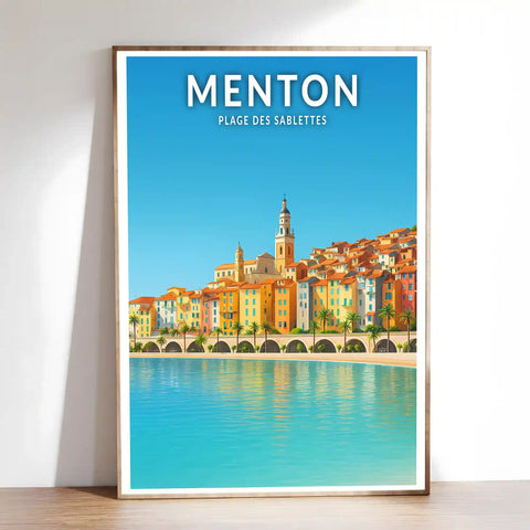 Affiche - Menton - Plage des Sablettes